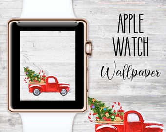 Apple Watch Wallpaper, Apple Watch Face, Red Truck Wallpaper, Holiday Wallpapers for Apple Watch Face, Country Watch Wearables AWF10
