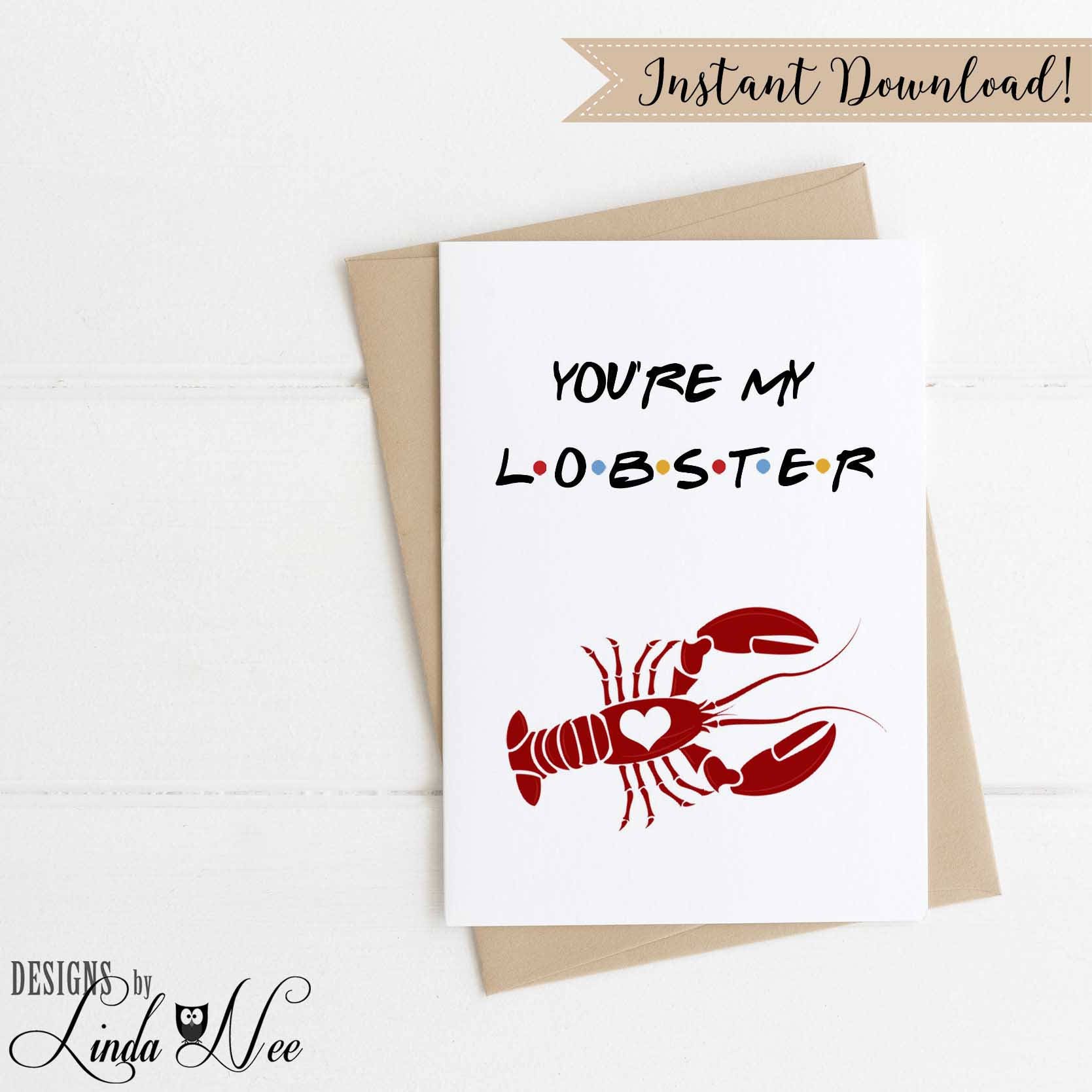 You're My Lobster Greeting Card Friends TV Show Quote | Etsy