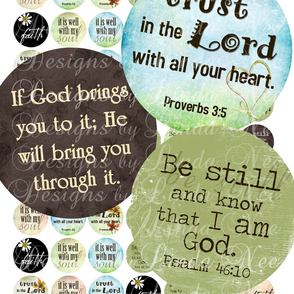 Instant Download - CHRISTian Inspirational (1 inch Round) Images Digital Collage Sheet printable stickers card ephemera gift tag  1" jewelry