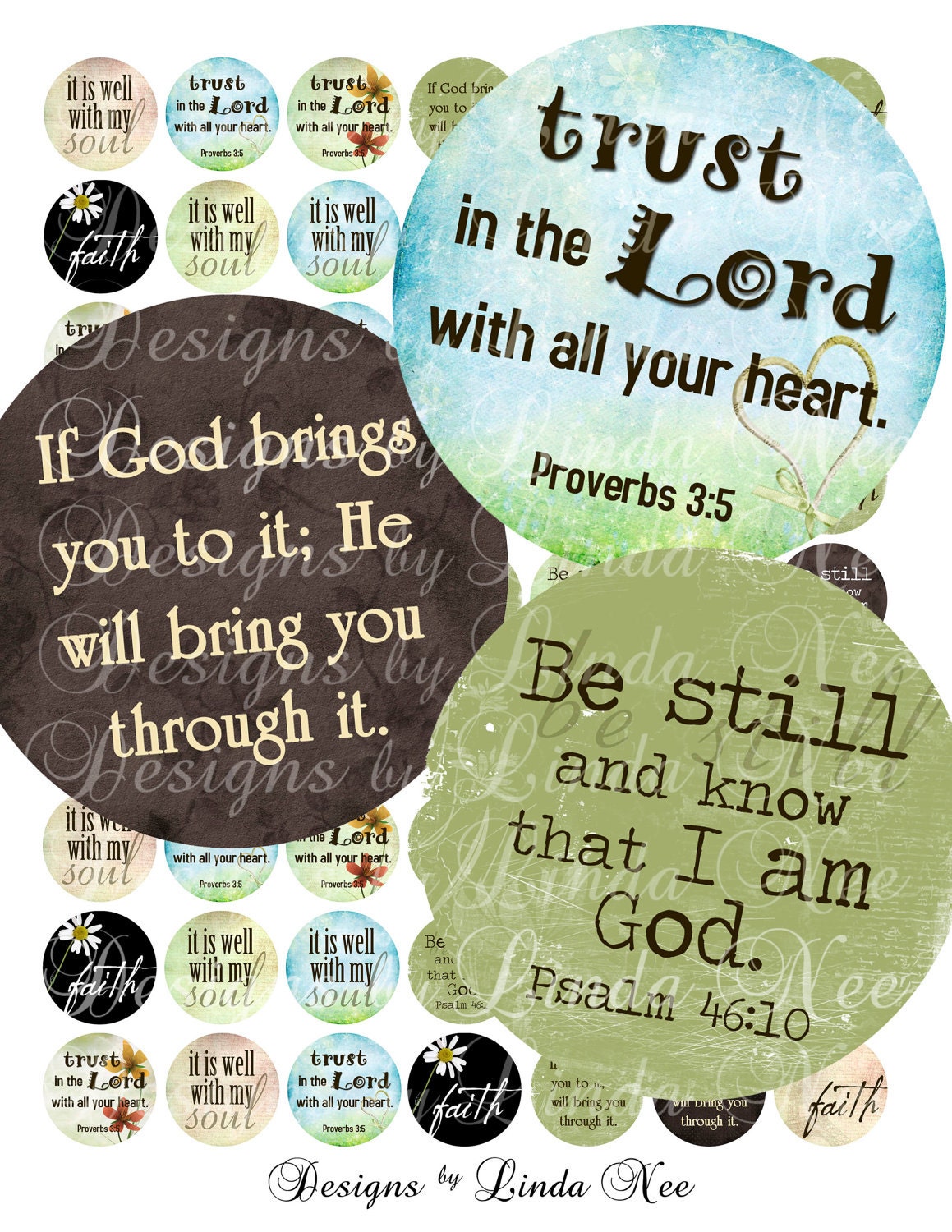 Instant Download - CHRISTian Inspirational (1 inch Round) Images Digi…
