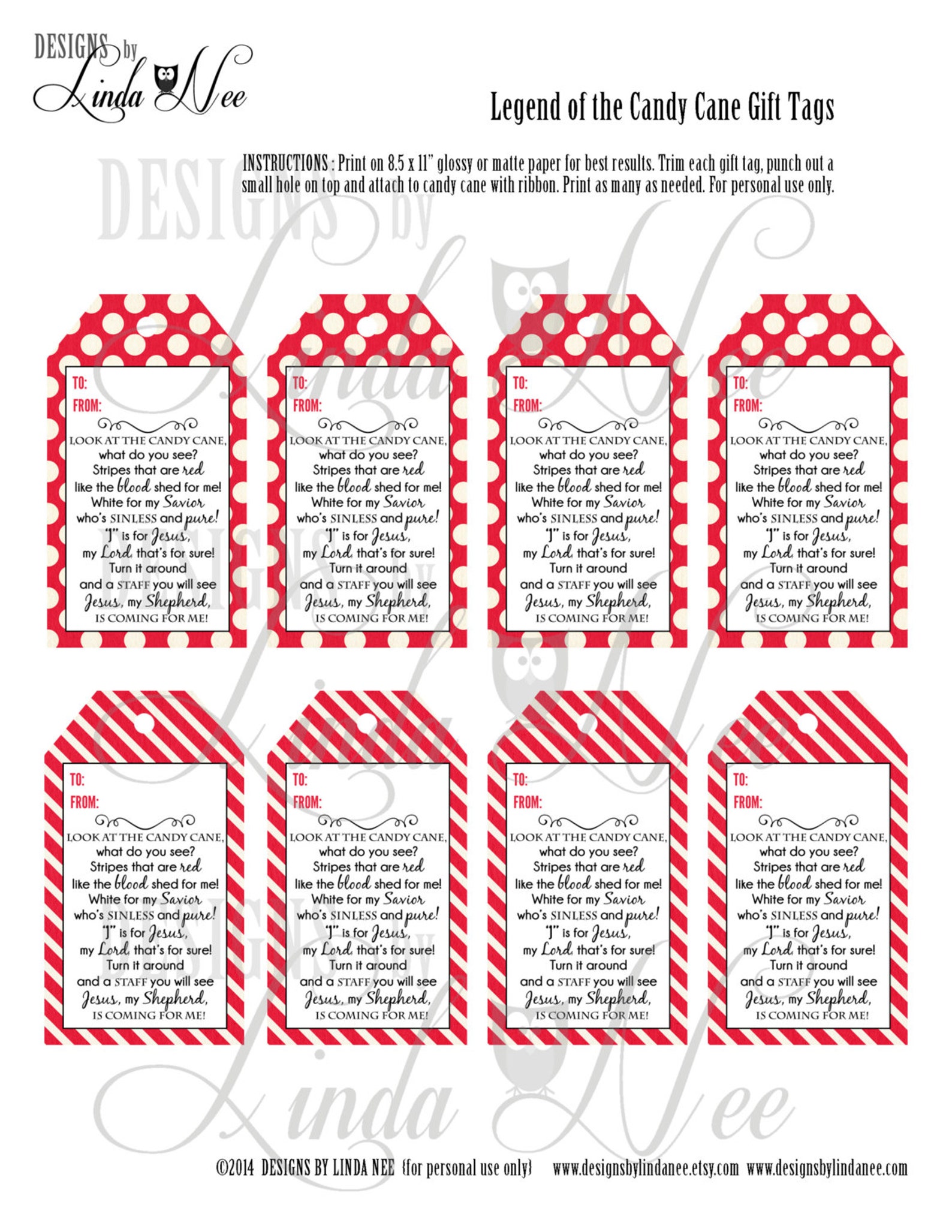 Legend of the Candy Cane - Gift Tag Card for Witnessing at Christmas ...