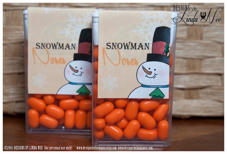 Tic Tac Snowman Noses Printable Party Favors DIY Christmas Etsy