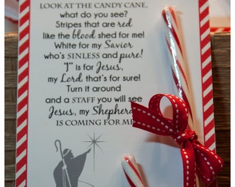 Legend of the Candy Cane - Card for Witnessing at Christmas - Jesus is the Reason for the Season - Printable Party Packages - Christian