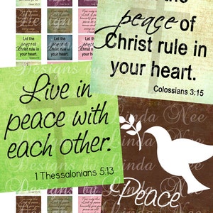 Instant Download - CHRISTian Scripture Fruit of the Spirit - PEACE (1 x 1 inch) inchies Digitale Collage Sheet Sale sticker magneet knop
