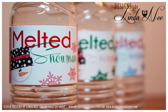 Merry Christmas Water Bottle Labels - Santa, Reindeer, Snowman, Tree -  Digital Art Star
