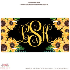 Sunflower License Plate PNG, Sublimation Template, Car Accessories, Sunflower Automobile Plate, Vanity Plate Download, Car Bling ALP20