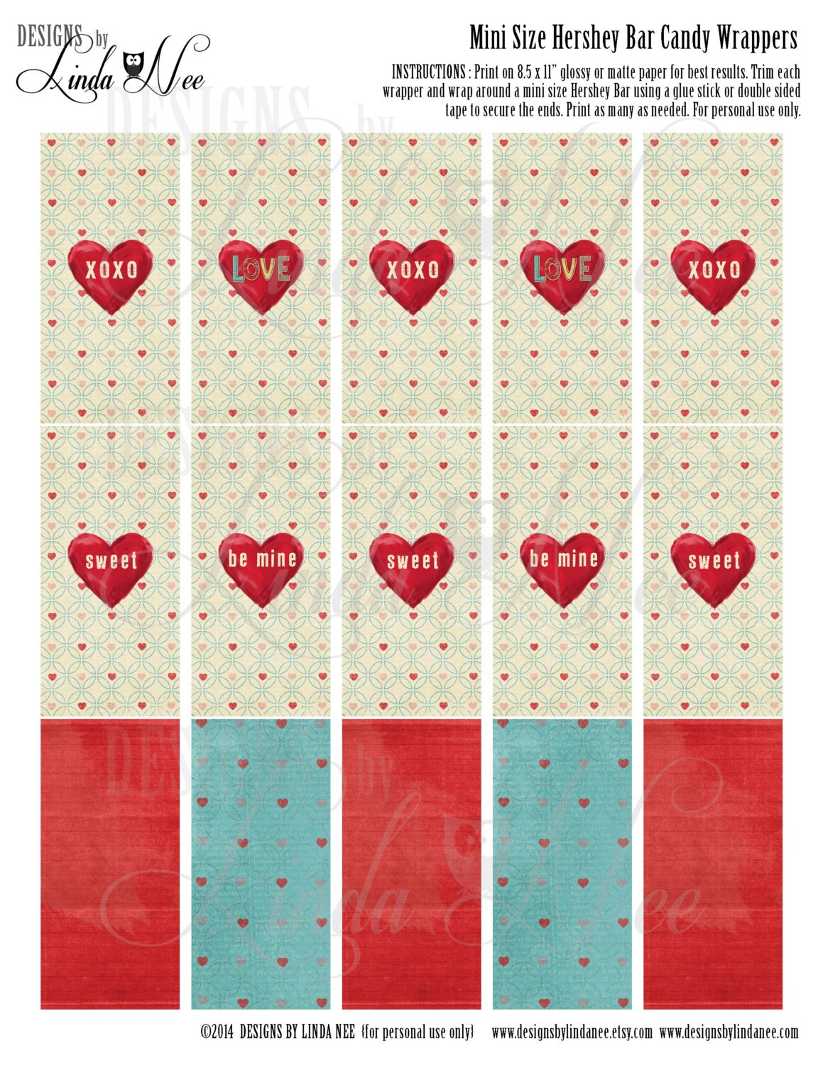 Mini Candy Bar Wrappers Happy Valentine's Day Mini - Etsy