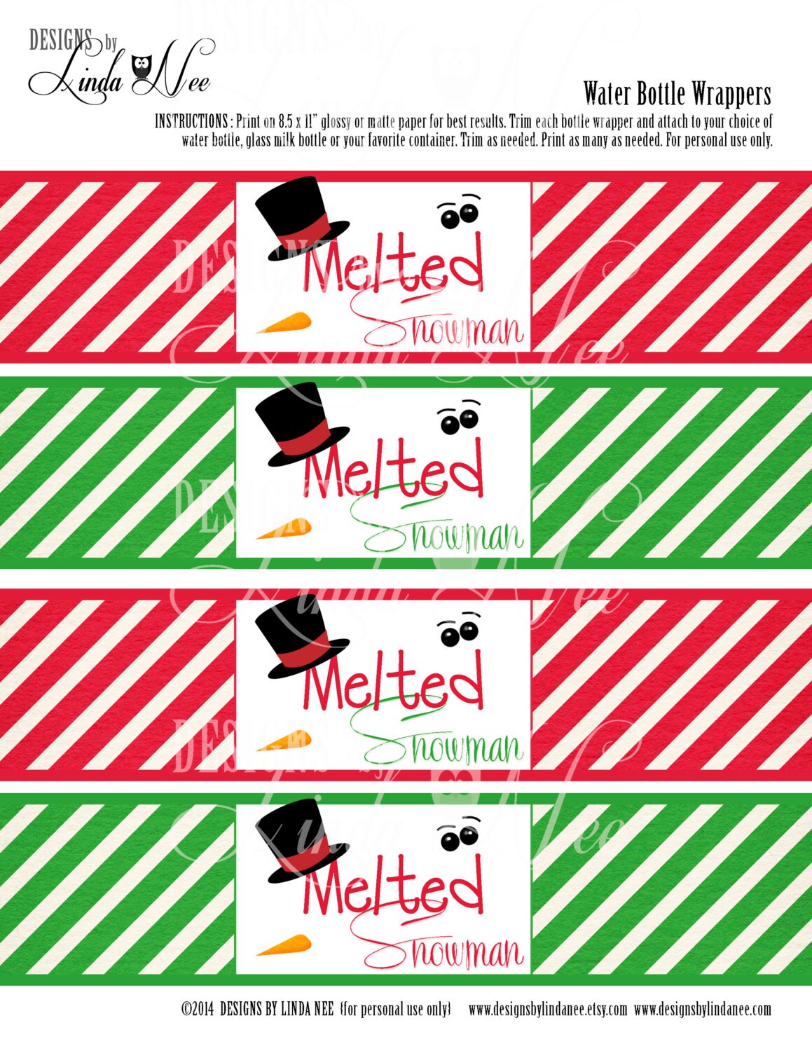 melted-snowman-water-bottle-wrappers-melting-snowman-water-bottle-labels-instant-digital-download-printable-party-packages-bottle-labels-etsy