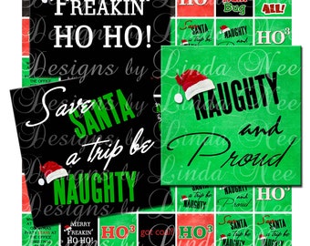 Instant Download - Have a Sassy Christmas (.75 X .83 scrabble inch) Bottlecap Digital Collage Sheet  SALE christmas printable stickers