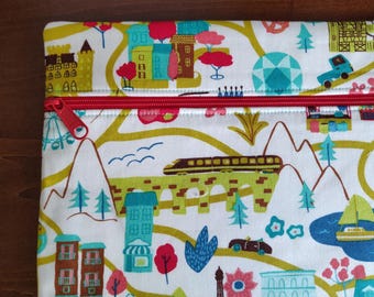 Cross Stitch Project Bag - hand made zippered bag for needlework or craft storage