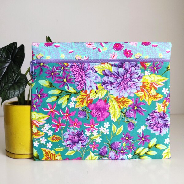 Bolsa para proyectos de costura: bolsa con cremallera hecha a mano para guardar artículos de punto de cruz o bordado.