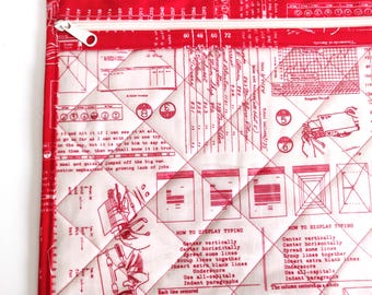Vinyl front Stitching Project Bag - 14x12 hand made cross stitch project storage