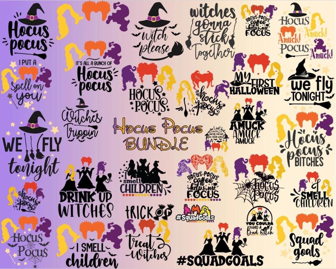 100 Hocus Pocus Layered Svg Bundle / Halloween Svg Png Clipart Files ...