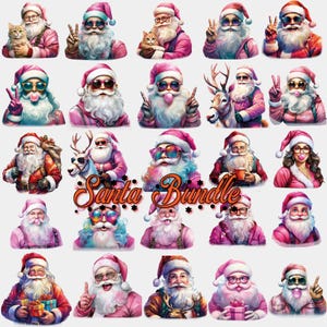 Retro Santa Christmas Blowing Bubble PNG, Vintage Merry Christmas PNG, Funny Santa With Sunglasses Xmas Holiday Sublimation Digital Download