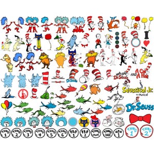 Dr Seuss Svg, Mega Bundle, Cat In The Hat SVG, Dr Seuss Hat SVG, Green Eggs And Ham Svg, Dr Seuss for Teachers Svg, Cricut, Thing Svg
