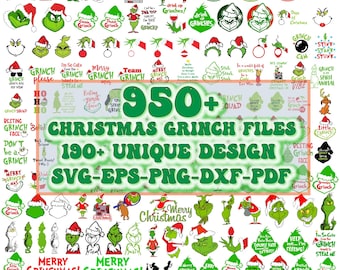 950+ Files The Grinch Bundle, 190+ UNIQUE DESIGN, Grinch Christmas Svg, Grinch Clipart Files, Files for Cricut & Silhouette Digital File
