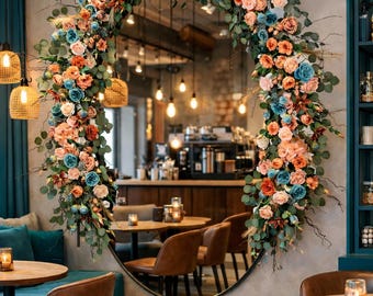 Real touch artificial flower garland, custom commercial decor and wedding floral arrangements