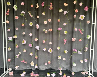 Floating roses party garland, hanging faux flower curtain, flower wall hanging, wedding backdrop, ceiling flower, floral event decor