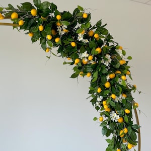 Artificial lemon garland, fireplace citrus garland, greenery swag, kitchen decor, baby shower summer decor, wedding decor, fake fruit decor