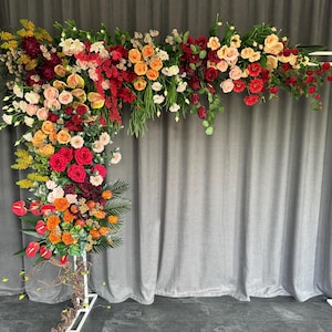 Colorful flower garland, shop fronts garland, bright flower aisle decor, arch arrangement, party silk flower decor, wedding decoration
