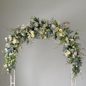 Pastell Wildblumen Hochzeit Laube Gesteck, Sommer Frühling Bogen Blume, Ranunkel Eukalyptus Tulpe Girlande, Hochzeitsfeier
