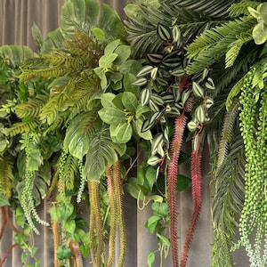 Fake greenery garland, wedding hanging greenery decoration, greenery backdrop, outdoor summer garland, front shop garland, restaurant decor