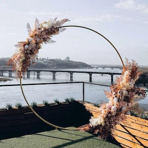 Boho wedding swag, silk beige flower garland, ceremony swag, flower arrangement, arbor flower decor, wedding backdrop, aisle flowers