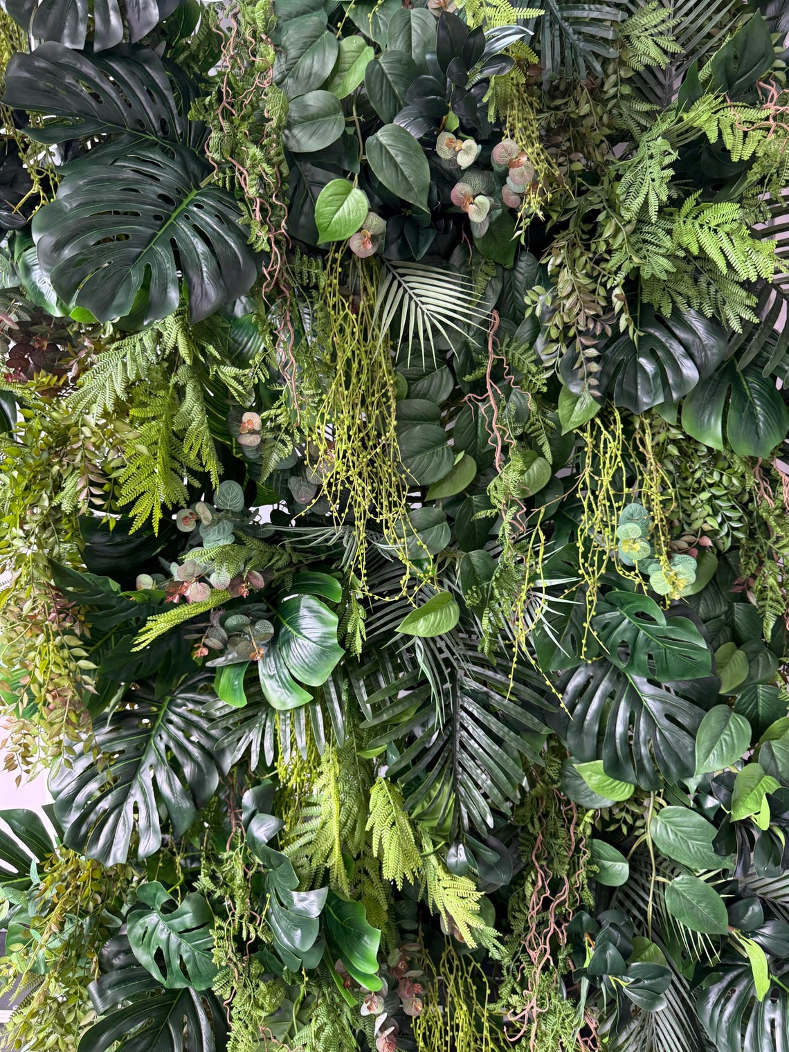 Curated visual reference: Tropical Greenery Wall Decor Reference: Faux Tropical Greenery Wall Silk Greenery Backdrop Artificial