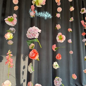 Mur de fleurs suspendu, guirlande de fleurs en soie, décoration de mariage, toile de fond pour séance photo, rideau de fleurs en soie, fleur flottante, décoration de douche nuptiale