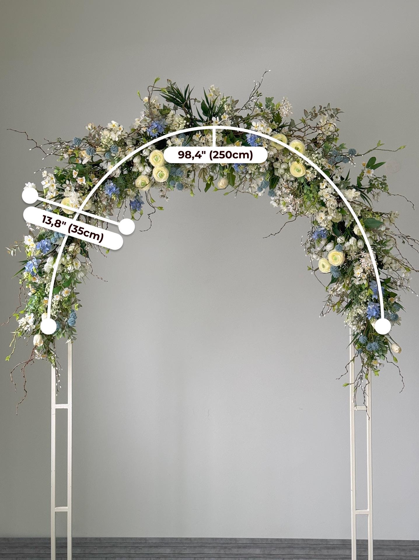 White Blue Yellow Spring Flower Arch, Silk Wildflowers Garland, Arbor ...