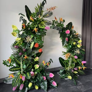 Tropical leaves wedding arch arrangement, greenery garland, wedding arch swag, beach wedding silk aisle greenery, foliage arch decor