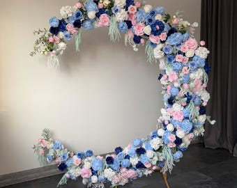 Ghirlanda Floreale Primaverile Rosa 50cm: Con Rose E Crisantemi Artificiali, Per Porta, Finestra O Parete, Arredo Casa - 2