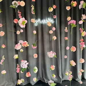 Ghirlanda di fiori appesi, fondale per tenda di fiori, fondale per compleanno, ricevimento di nozze, decorazione per servizi fotografici, decorazione da parete con fiori galleggianti