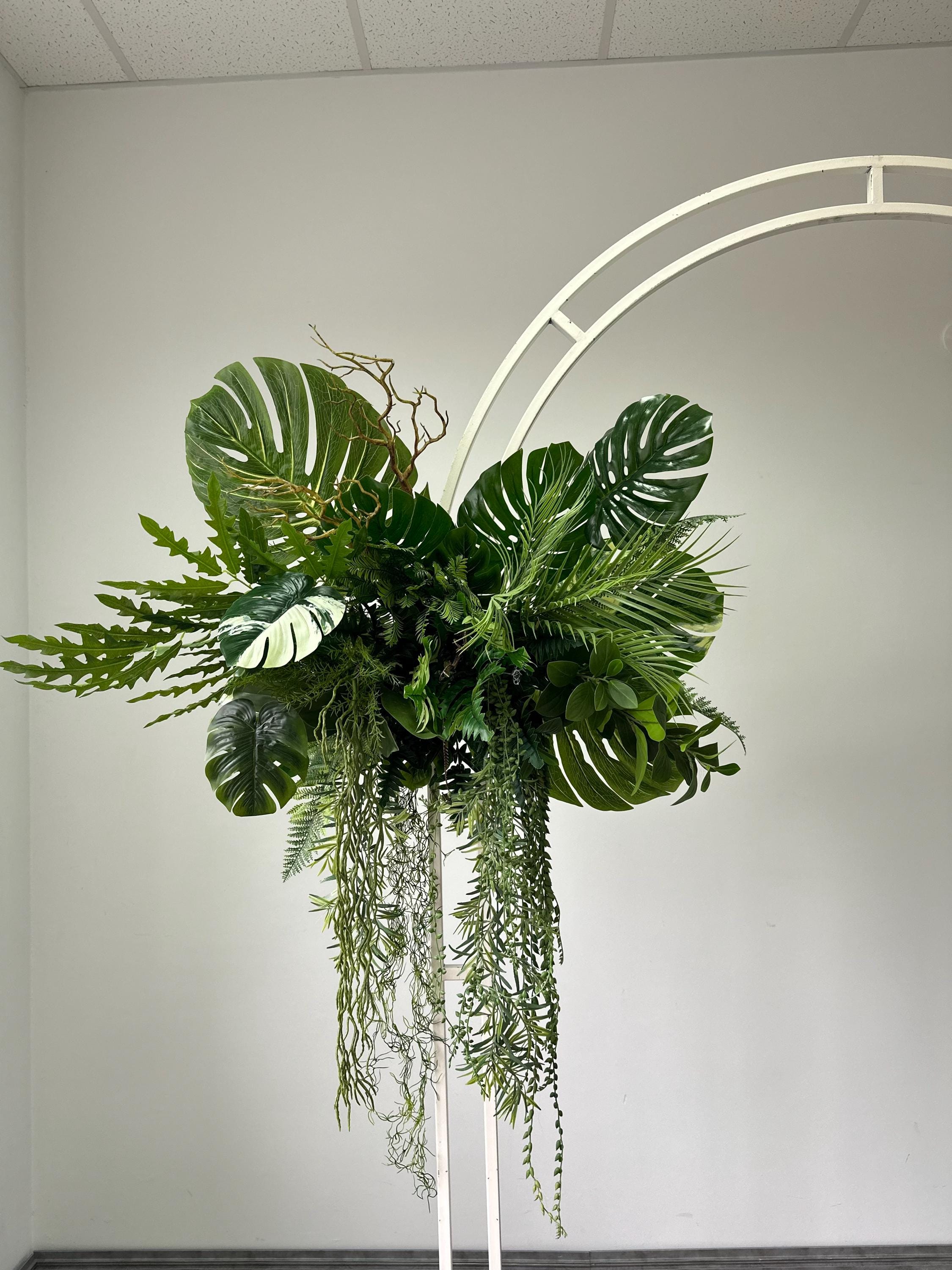 Real Touch Greenery Arch Arrangement, Monstera and Palm Leave Swag ...