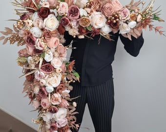 Autumn wedding arch decor, fall flower garland, rustic arch flowers, fall arrangement, mantel garland, silk archway flower, wedding backdrop