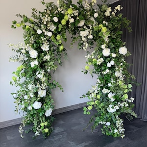 White peony and greenery wedding arrangement, silk arch flowers decor, wedding backdrop, arbor flowers, wedding garland, garden party flower