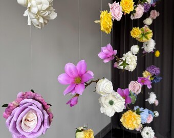 Decorazione da parete con fiori viola sospesi, fiori di seta galleggianti, decorazioni per anniversari, ghirlande per baby shower, decorazioni floreali per soffitti, pareti con fiori finti