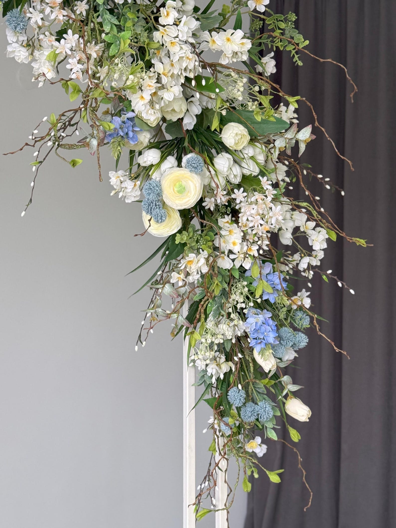 White Blue Yellow Spring Flower Arch, Silk Wildflowers Garland, Arbor ...