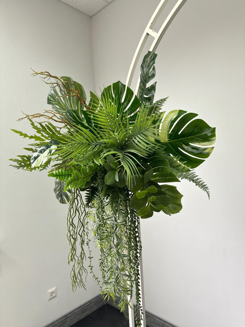 Real Touch Greenery Arch Arrangement, Monstera and Palm Leave Swag ...