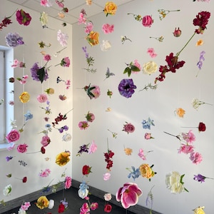 Babyshowerdekor, flytande blommor, födelsedagsdekorationer, bröllopsbakgrund, hängande blommor