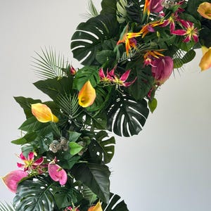 Tropical greenery garland, silk arbor decor, wedding arch flower, faux plant arrangement, hawaiian wedding, artificial greenery backdrop