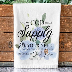 Christian Tea Towel, Bible Verse Decorative Kitchen Linen, Faith-Based Gift, Scripture Decor, Christian Home Accents, Religious Gift