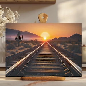 Glass Cutting Board, Desert Railway Sunset Kitchen Decor, Unique Glass Chopping Board, Western Design Cheese Board, Home Chef Gift, Mom Gift