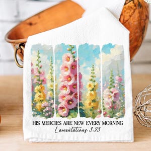 Christian Tea Towel: Spring Flowers Bible Verse Kitchen Decor