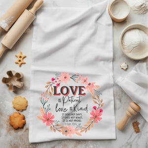 Floral Christian Tea Towel: Bible Verse Home Decor