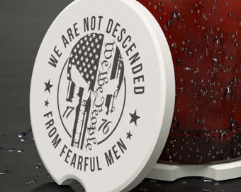 Patriotic Soapstone Car Coaster: Absorbent Drink Holder