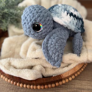Large blue crochet turtle, stuffed turtle, turtle plushie,