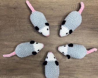 Crocheted Possum Plushie: Handmade  Stuffed Animal opossum