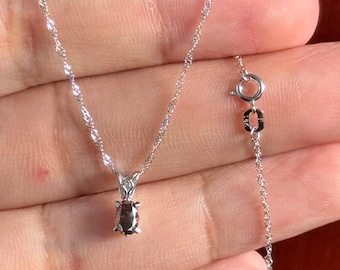 Natural Fancy Dark Orangey Brown Diamond Necklace 0.38 Ct SI1 Oval 5.5x3.6 mm, Platinum Scroll Solitaire, 18&quot; 18K White Gold Singapore Chain