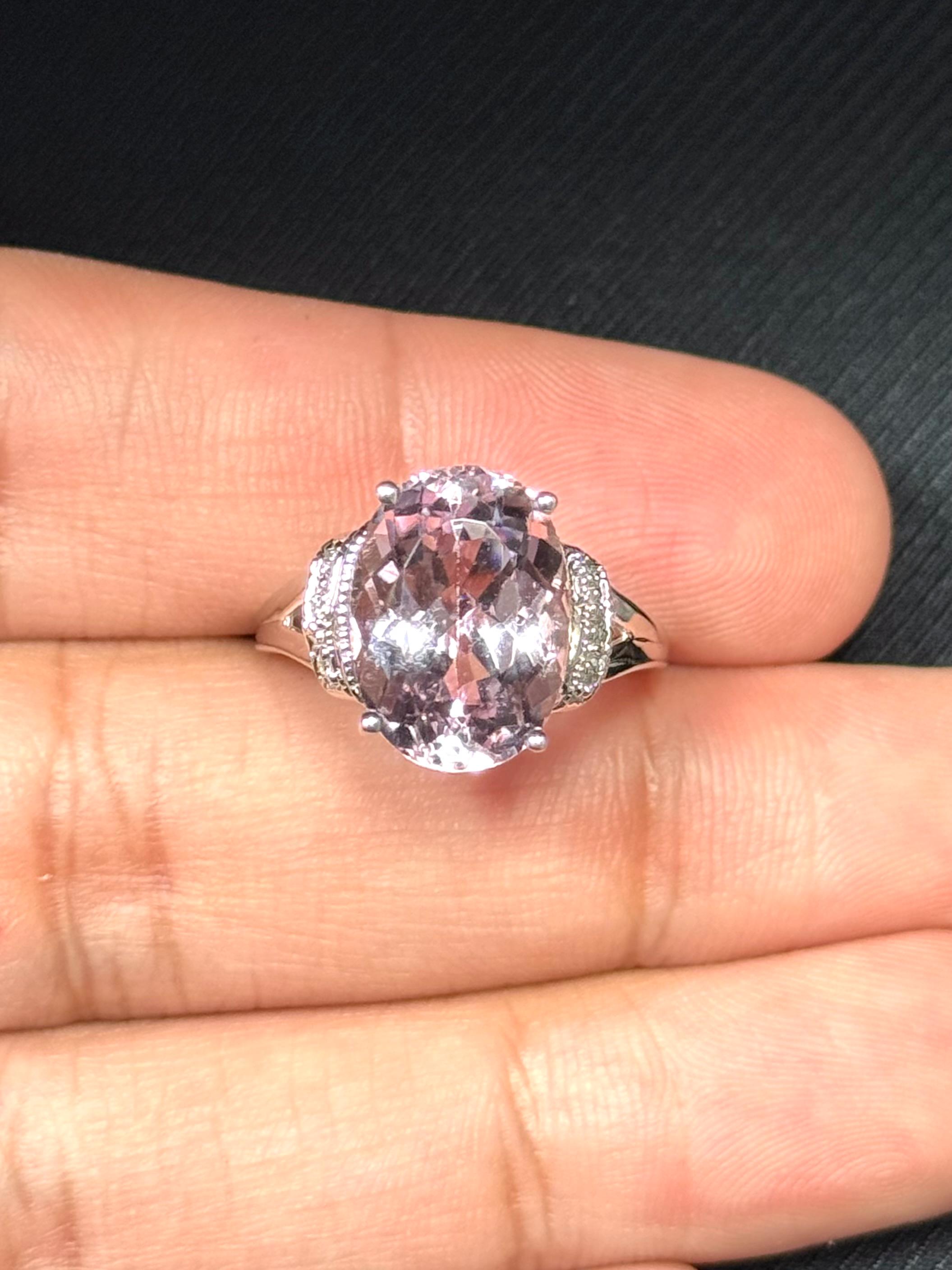 Kunzite Diamond Ring - Etsy Kunzite Diamond Ring - Etsy